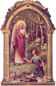 Arcanjo Rafael e pastor com cabaça